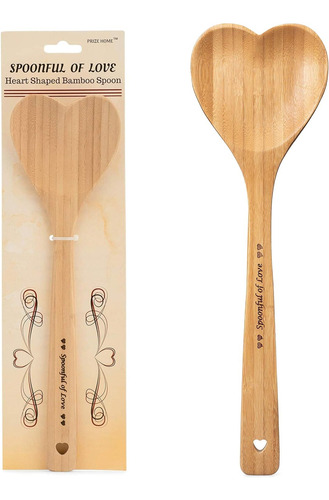 Cuchara De Bambú En Forma De Corazón - Cuchara De Madera Gra