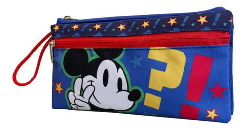 Estuche Mickey Mouse Doble Compartimiento Escolar Para Niños