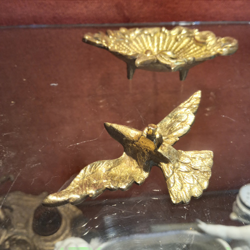 Estatuilla De Bronce Macizo Figura Pájaro Ave Animal Dorado (Usado)