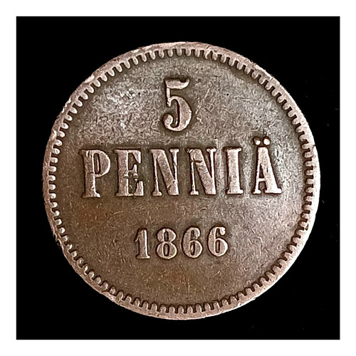 Finlandia 5 Pennia 1866 Mb Km 4 Zar Alejandro Ii