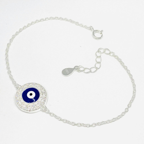 Ps 248 Pulsera Ojo Con Micropave Plata Italiana 