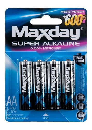 Pilas Baterias Super Alcalinas Aa Maxday 1,5 V Alta Calidad