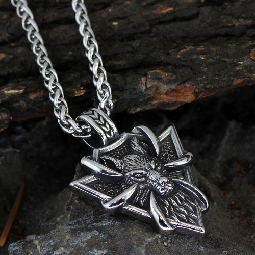 T Colar De Aço Geométrico Nórdico Viking Wolf Garras Unissex