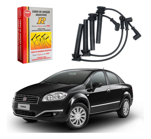 Cabo De Vela Ngk Fiat Linea 1.8 16v Etorq 2014 Preto