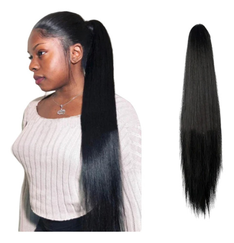 Cola De Caballo Liso Recto Clip Extension Cabello Postizo
