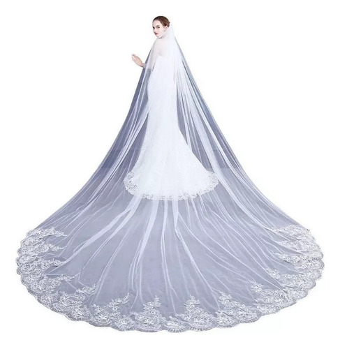 4m Una Capa Mujer Trailing Cathedral Velo De Novia Largo