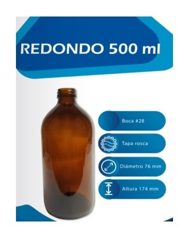 Botella De Vidrio Ambar 500ml, 250ml, 100ml