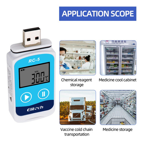 Data Logger Usb Temperatura Para Cadena De Frio Rc-5 Elitech