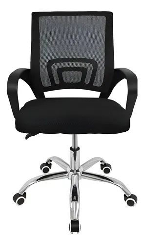 Cadeira De Escritório Rivatti Santiago Base Cromada Ergonômica Preta Com Estofado De Mesh