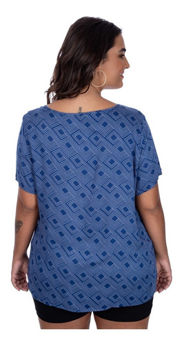 Blusa Feminina Plus Size Estampada Cativa Mais Azul M C31110