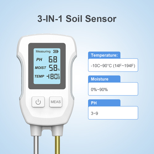 Medidor De Ph Y Temperatura Del Suelo 3 En 1 Para Plantas De