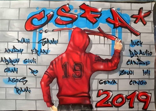Imagen 8 de 8 de Bandera De Egresados Graffiti Mural