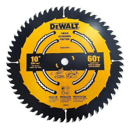 Disco de sierra circular 10 60d. Dwa11060 Dewalt, color amarillo
