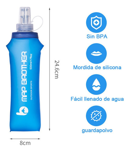 Botella De Agua Plegable, 500ml Soft Flask De Tpu, Botella