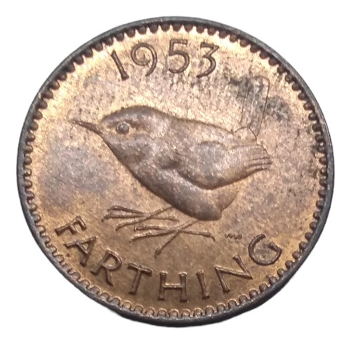 Moneda Inglaterra 1 Farthing Bronce Año 1953 Nuevo Envío $57