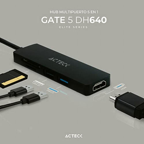 Hub Usb C 5 En 1 Gate 5 Dh640 4khdmi + 1xusb A 3.0 + 1xusb A