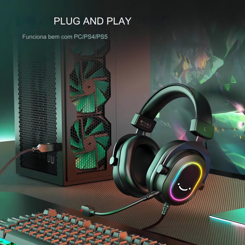 Headset Fifine Ampligame H6 Rgb 7.1 Surround Gamer -black