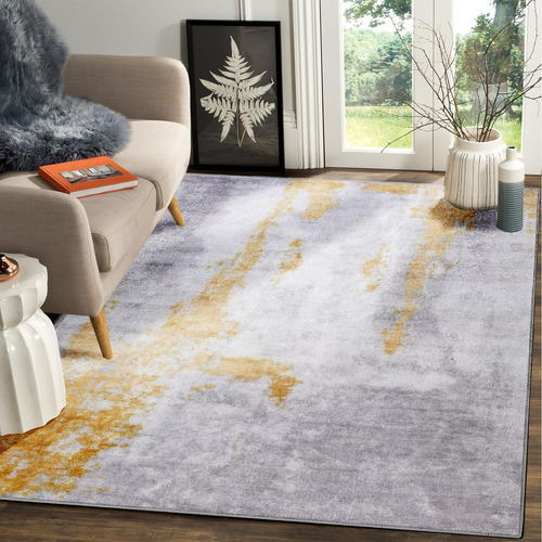 Aruiliya Alfombra Neutra Lavable A Maquina Para Comedor, 4 