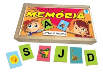 Jogo Memória Letras E Figuras Mdf Com 52 Peças