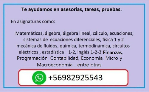 Asesorías En Tareas, Pruebas, Trabajos.