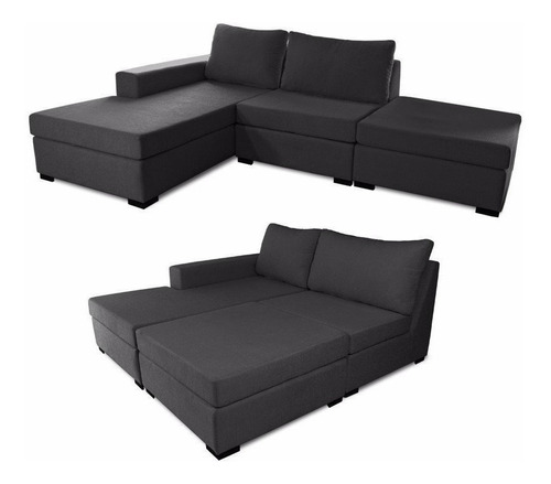 Sillon Esquinero Cama Confort 2 Plazas Chenille Antidesgarro