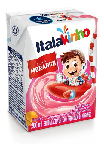 Bebida Lactea Italakinho Morango 200ml - Kit Com 18 
