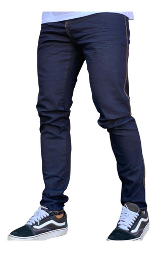 Calça Jeans Escura Masculina Basica Com Elastano Trabalho 
