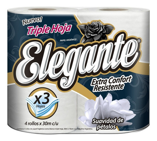 Papel Higiénico Triple Hoja Elegante 30 Mts Pack 16 Rollos  