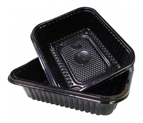 Bandeja Plastica Delivery Negra Comida Fria Sushi 105 X 100u