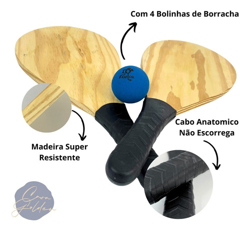 Raquete Frescobol C/4 Bolinhas Esporte De Praia Beach Tenis Cor Sortido