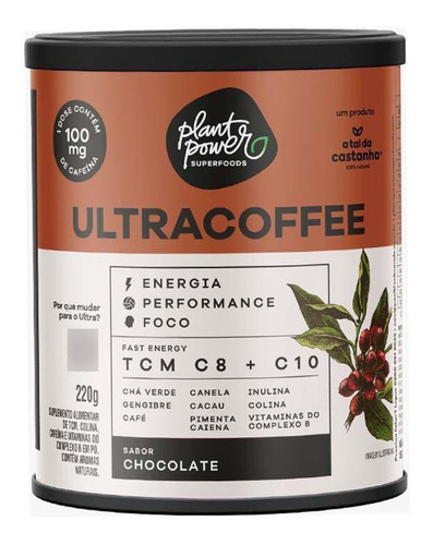 Suplemento Alimentar Plant Power Ultracoffe Chocolate 220g