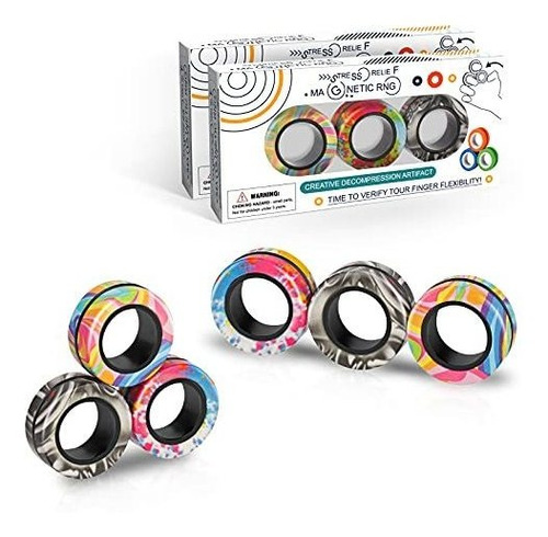 6pcs Anillos Magnéticos Fidget Juegue Idea Idea Adhd F...