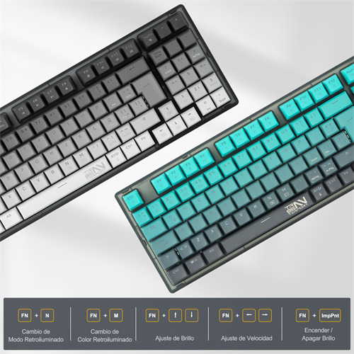 Terport 90% Teclado Mecánico Inalambrico En Español Tr95 Volcán, Bluetooth+usb+cable Removible, Outemu Red Switch Hotswap, 95 Teclas Antighosting, Luces Rgb, Juegos&oficina Win/mac