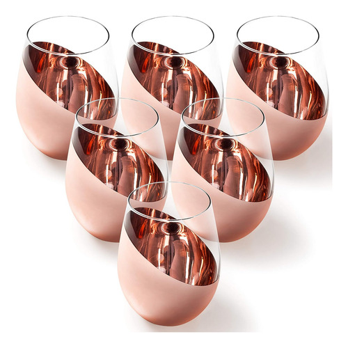 Juego De 6 Copas De Vino Mygift Modernas Sin Tallo, Blancas