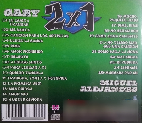 Gary Y Miguel Alejandro Cd Nuevo Original 2 X 1 - 25 Temas