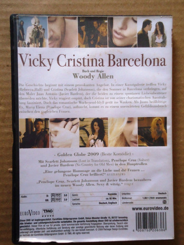 Dvd Película Vicky Cristina Barcelona, Woody Allen