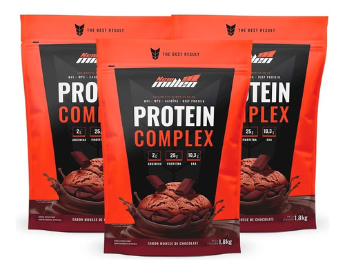 3x Whey Protein Complex - 1800g Cada Refil - New Millen Sabor Chocolate