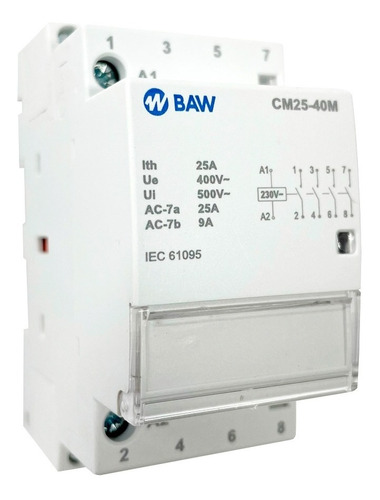 Contactor Trifásico Modular Baw 4 Polos 25amp Bobina 220v