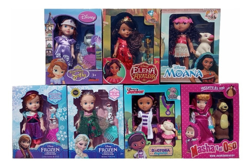 Imagem 1 de 2 de Boneca 16cm Doctora Juguetes Moana Princesa Sofia Elena