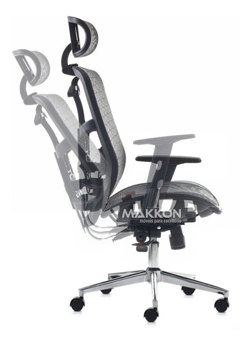 Cadeira Escritório Preta Mk-4007 T- Makkon Cor Preto Material Do Estofamento Malha