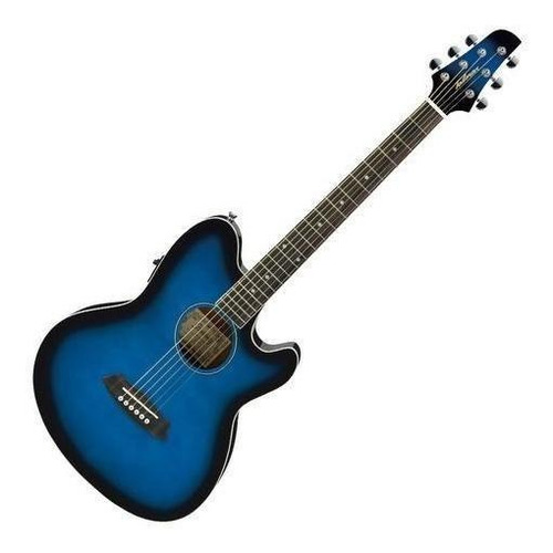 Imagen 2 de 3 de Guitarra Electroacústica Ibanez Talman TCY10E para diestros transparent blue sunburst high gloss brillante