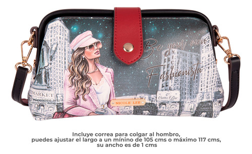 Bolsa Cruzada Amaya Nicole Lee Estampada Con Broche Fw22 Color Sara is Soft but Strong