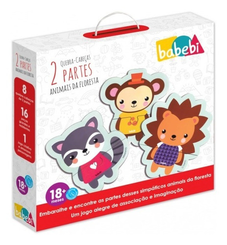 Quebra Cabela 2 Partes - Animais Da Floresta