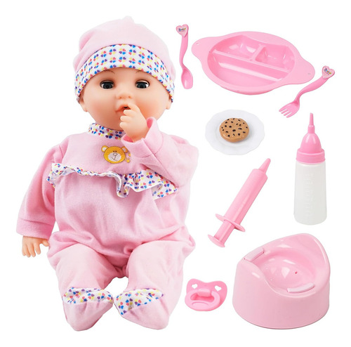 Muñeca Interactiva Toy Choi De 16 Pulgadas En Rosa: Habla, Alimenta Y Viene Con Diferentes Sonidos Y Accesorios.