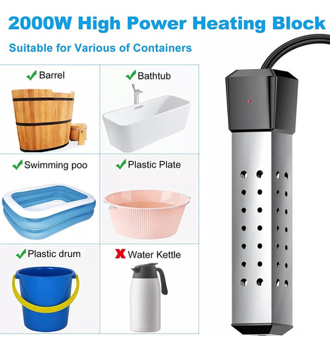 Aquecedor Água Imersão 2000w Lcd Digital