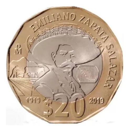 Moneda Conmemorativa De 20 Pesos Emiliano Zapata