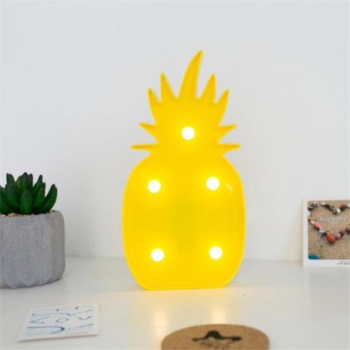 Luminária Abajur Abacaxi Com Led Mesa E Parede Decoração
