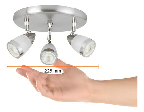 A lâmpada de teto inclui 3 holofotes LED de 5w quentes ou frios Lvc-203