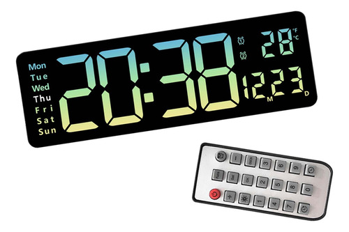 Reloj De Pared Grande Con Control Remoto, Calendario, Cian