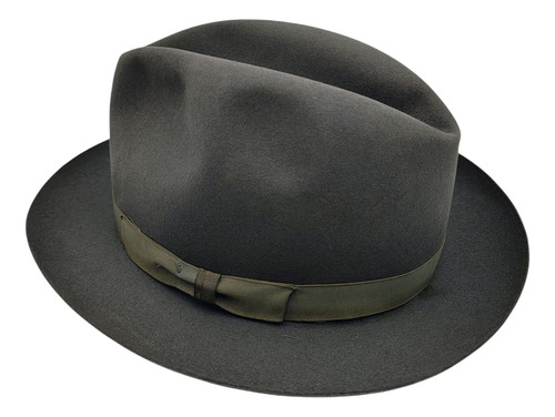 Sombrero Antiguo De Paño Gris Stetson Europa - Moda Marrón M Lisa (Usado)